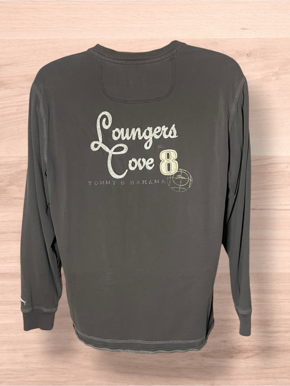 Tommy Bahama Charcoal Long Sleeve 'Loungers Cove 8' Tee Size Large No Tag - Picture 2 of 10